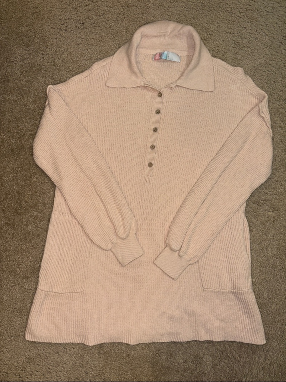 Women's Cream Collared Pullover Sweater